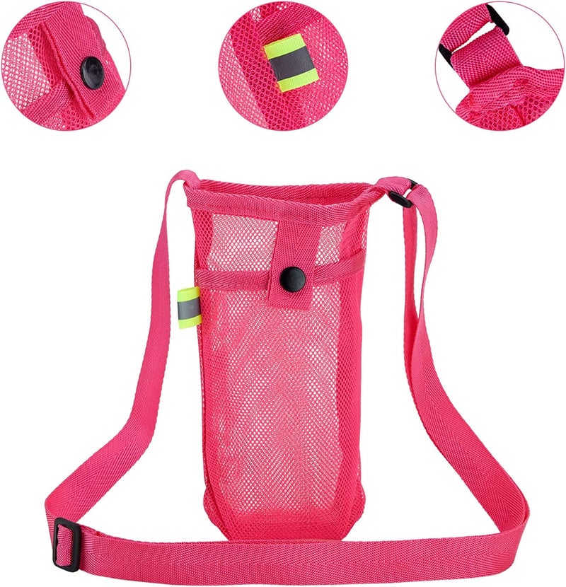 Tainehs Water Bottle Holder Water Bottle Carrier with Adjustable Shoulder Strap Beach Bottle Bag Water Bottle Sling Dog Water Bottle Sleeve for Sports Camping Walking Gym Hiking Orange/Rose Pink - Image 2